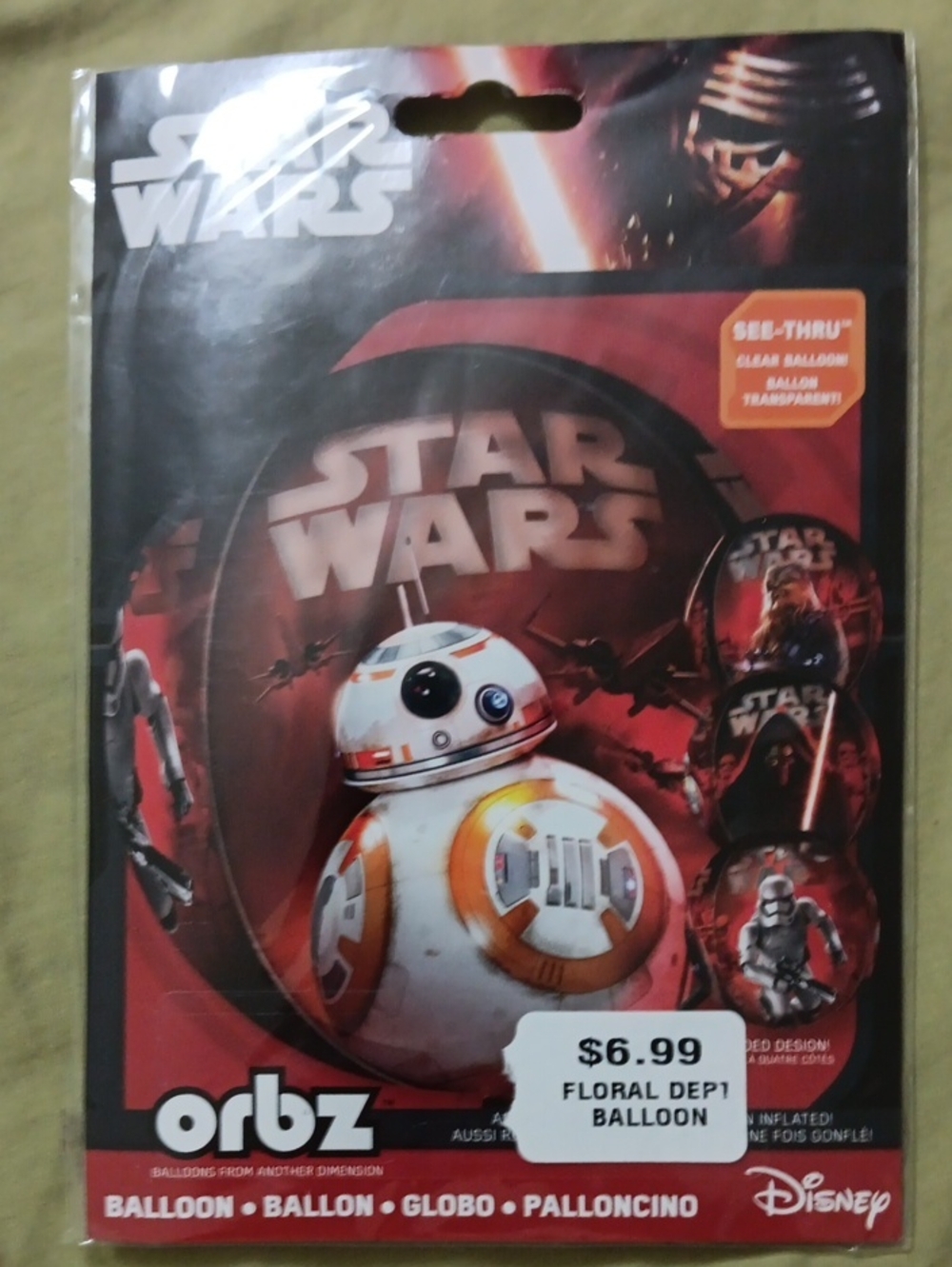 Disney Star Wars Orbz Balloon - Red, White, Orange